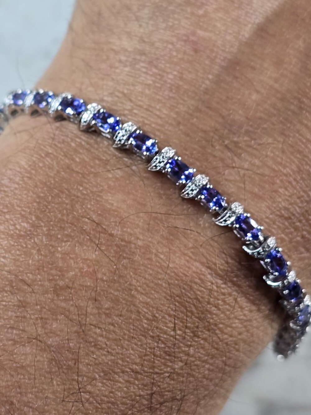 Womens Vintage Estate Sterling Silver Tanzanite Bracelet 10.1g E7288